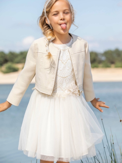 Linea Raffaelli Kids 2022 - Set 046 - Jacket 210-556-01 - Dress 220-555-01 - Headband 220-590-01
