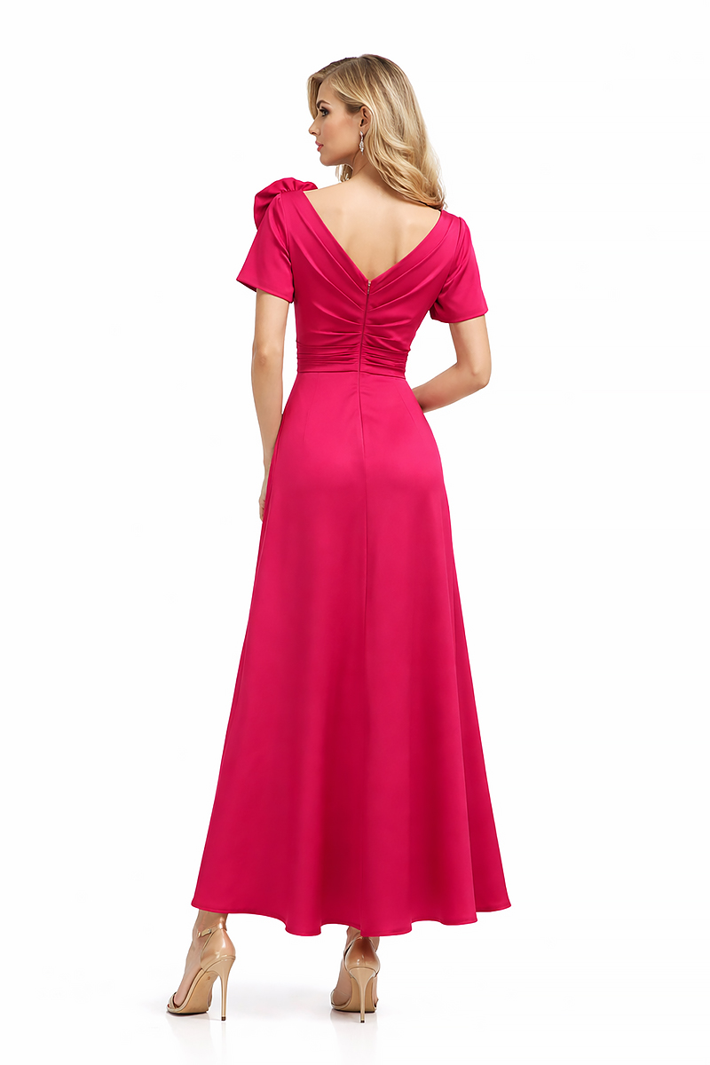 LINEA RAFFAELLI Fuchsia Maxi Dress with Statement Floral Shoulder - Image 2